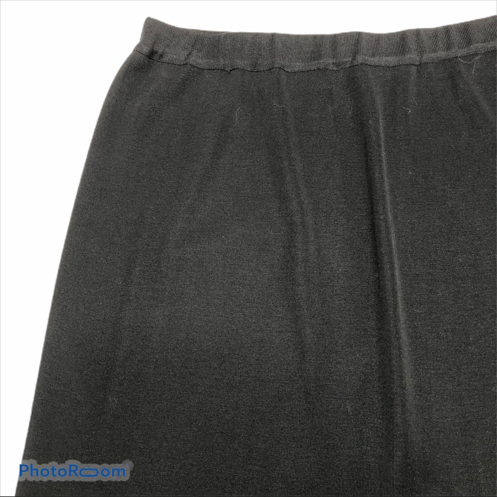 Ming Wang Black Ribbed Knit Stretch A Line Skirt - Picture 2 of 8